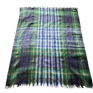 Glen Cree Scotland Tartan Plaid Wool Mohair Blanket Scarf Throw Blue Green‎